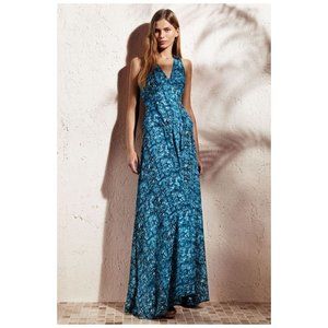 Derek Lam for DesigNation Animal Georgette Maxi Dress in Armadillo Atlantic Sz M